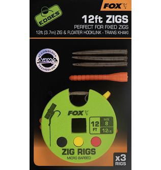 Готовий Зіг Повідок Fox Edges Zig Rig 8 - 12lb 12ft x 3шт.