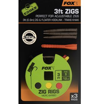 Готовий Зіг Повідок Fox Edges Zig Rig 8 - 12lb 3ft x 3шт.